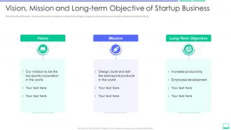 Calculating the value of a startup company vision mission and long term objective
