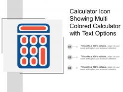 Calculator icon showing multi colored calculator with text options