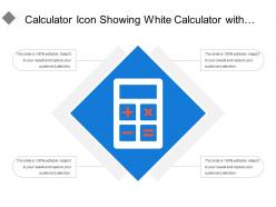 Calculator icon showing white calculator with text options