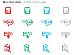 Calculator speech bubble selection data search ppt icons graphics