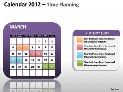 Calendar 2012 time planning powerpoint presentation slides