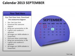 Calendar 2013 September PowerPoint Slides PPT templates