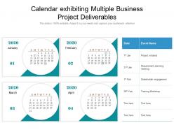 Calendar exhibiting multiple business project deliverables