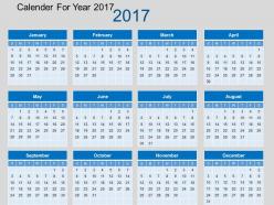 Calendar for year 2017 flat powerpoint design