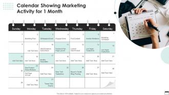 Calendar Showing Marketing Activity For 1 Month