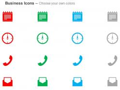 Calendar time management phone email ppt icons graphics