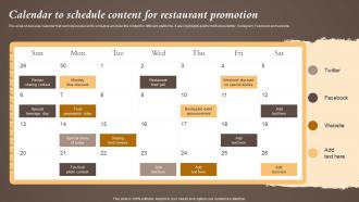 Calendar To Schedule Content For Restaurant Coffeeshop Marketing Strategy To Increase
