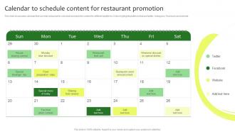 Calendar To Schedule Content For Restaurant Promotion Online Promotion Plan For Food Business