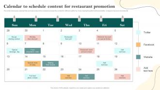 Calendar To Schedule Content For Restaurant Promotion Restaurant Advertisement And Social