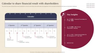 Calendar To Share Financial Result With Shareholders Leveraging Website And Social Media