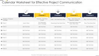 Calendar Worksheet For Effective Project Communication Project Team Engagement Activities