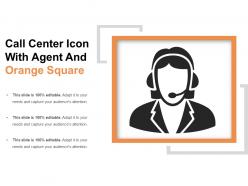 Call center icon with agent and orange square