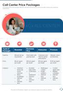 Call Center Price Packages One Pager Sample Example Document