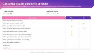 Call Center Quality Parameter Checklist