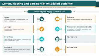 Call Center Smart Action Plan Communicating And Dealing With Unsatisfied Customer