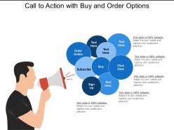 Call to action with buy and order options