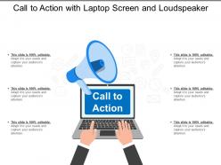 Call to action with laptop screen and loudspeaker