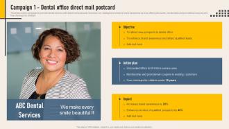 Campaign 1 Dental Office Postcard Implementing Direct Mail Strategy To Enhance Lead Generation