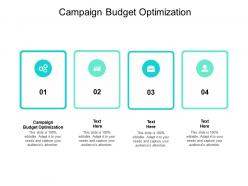 Campaign budget optimization ppt powerpoint presentation infographics tips cpb