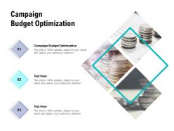 Campaign budget optimization ppt powerpoint presentation layouts deck cpb