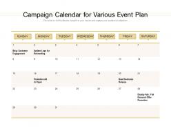 Campaign calendar for various event plan