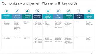 Campaign Management Planner With Keywords