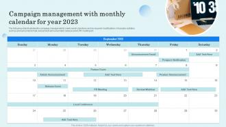 Campaign Management With Monthly Calendar For Year 2023
