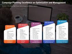 Campaign Planning Excellence On Optimization And Management