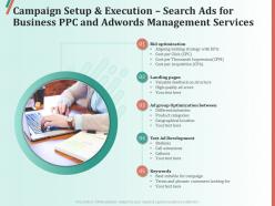 Campaign setup and execution search ads for business ppc and adwords management services ppt outline