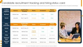 Candidate Recruitment Tracking And Hiring Status Card