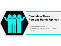 Candidate three persons hands up icon