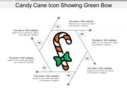 Candy cane icon showing green bow