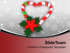 Candy cane in heart shape with red flower powerpoint templates ppt backgrounds for slides 0113