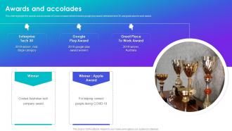 Canva Company Profile Awards And Accolades Ppt Slides Infographic Template