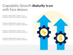 Capability growth maturity icon with two arrows