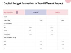 Capital budget evaluation in two different project calculation ppt powerpoint presentation deck
