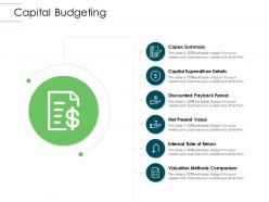 Capital budgeting infrastructure planning