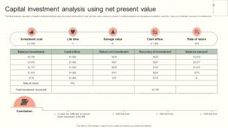 Capital Investment Analysis Using Net Present Value