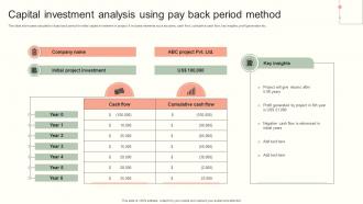 Capital Investment Analysis Using Pay Back Period Method