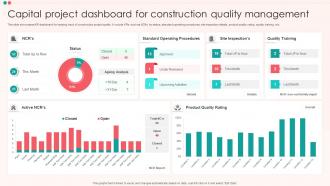 Capital Project Dashboard For Construction Quality Management