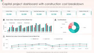 Capital Project Dashboard With Construction Cost Breakdown