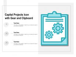 Capital projects icon with gear and clipboard