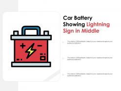 Car battery showing lightning sign in middle