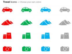 Car camps bags camera ppt icons graphics