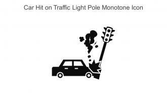 Car Hit On Traffic Light Pole Monotone Icon In Powerpoint Pptx Png And Editable Eps Format