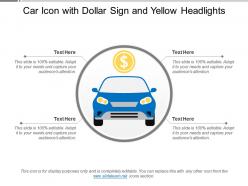 Car icon with dollar sign and yellow headlights
