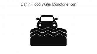 Car In Flood Water Monotone Icon In Powerpoint Pptx Png And Editable Eps Format