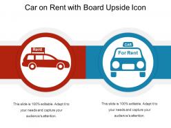 Car on rent with board upside icon