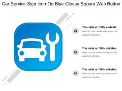 Car service sign icon on blue glossy square web button