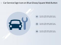 Car Service Sign Icon On Blue Glossy Square Web Button Gear Box